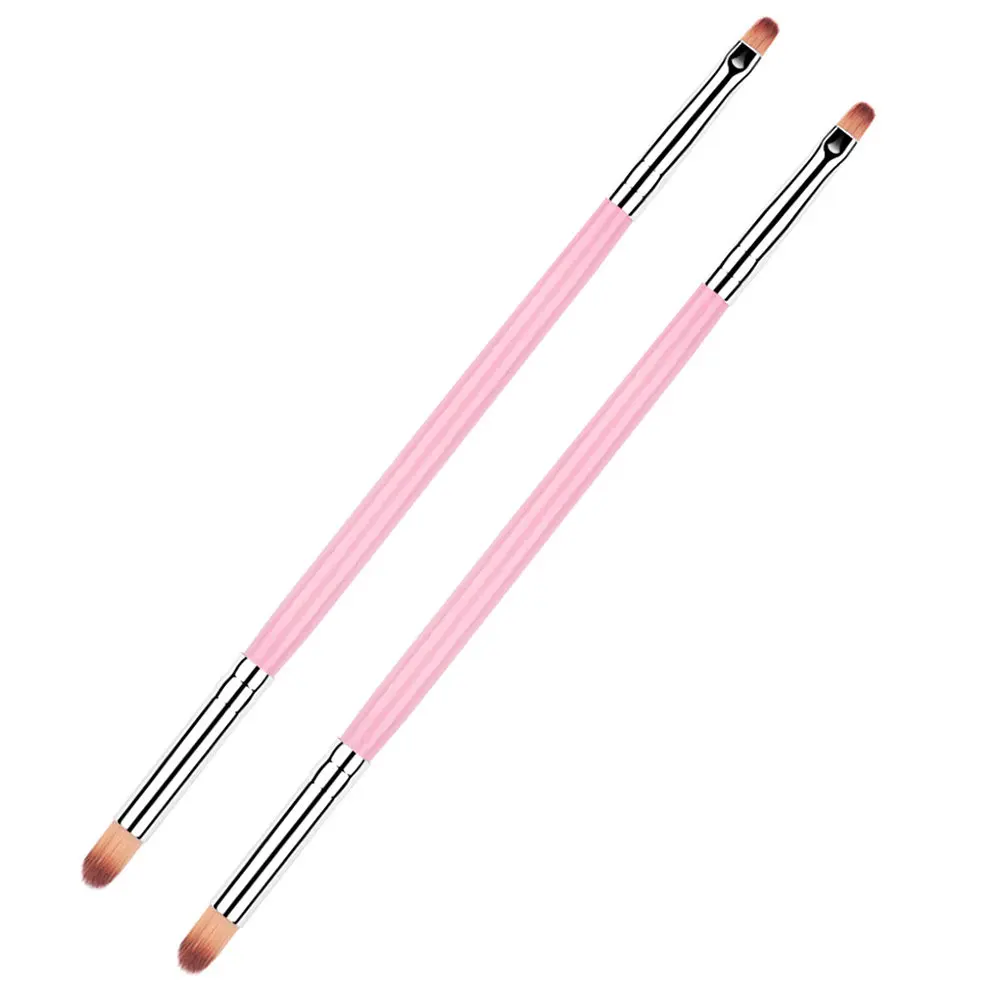 2Pcs Dual-Tip Nail Art Pen Gradient Blending Brush Portable Lightweight Long Handle for Salon Home Use Nail Painting Tool Gift