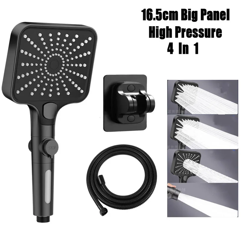 

Большая насадка для душа, 4 режима, регулируемая насадка для душа, водосберегающие насадки для душа высокого давления, аксессуары для ванной комнаты