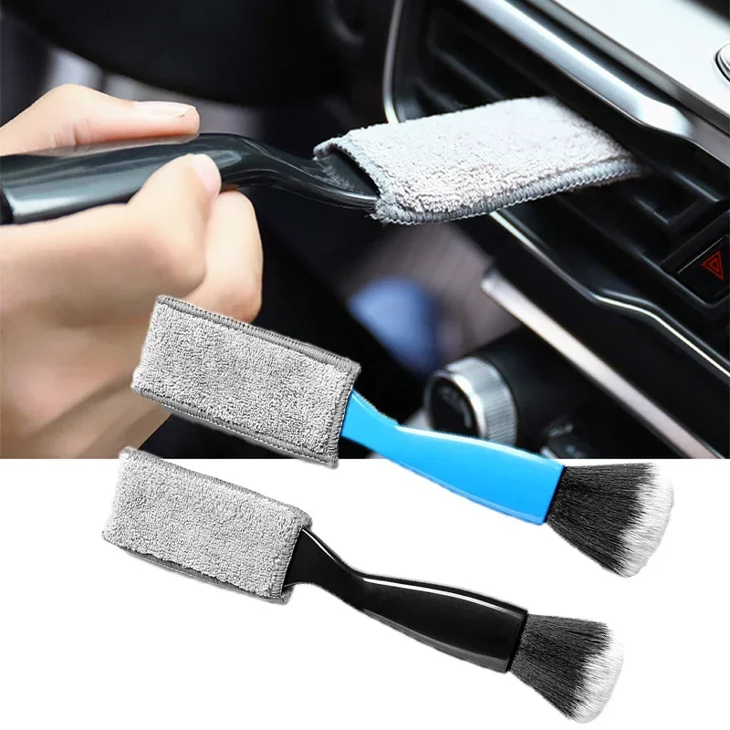 2PCS Car Cleaning Brush Dusting Remove Double Side For Air Conditioning Panel Gap Auto Wash Tools Car Meter Detailing Cleaner