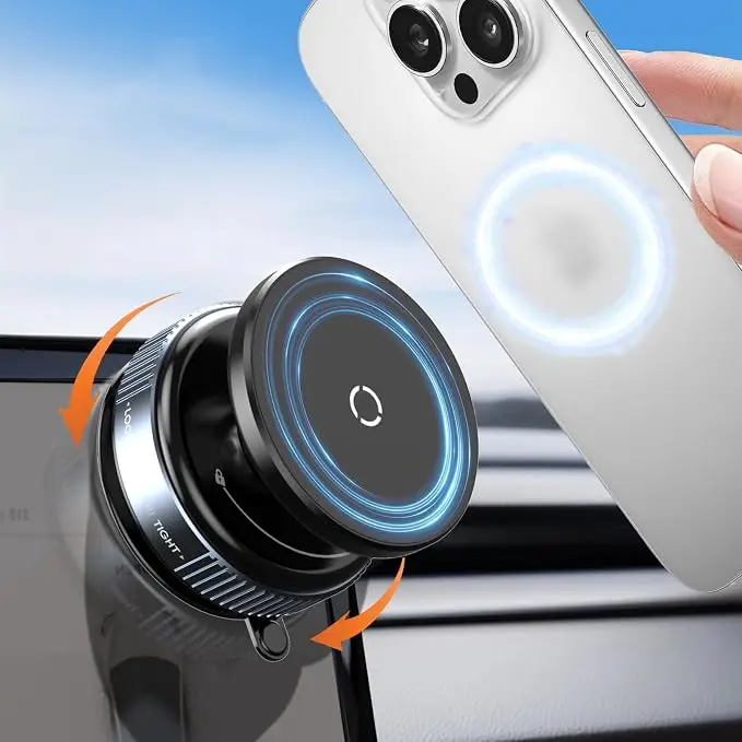 Car Phone Holder, Magsafe Magnetic Vacuum Intelligent Car Mount 360° Rotation Magnetic Vacuum Adsorption Suction Cup Bracket Car