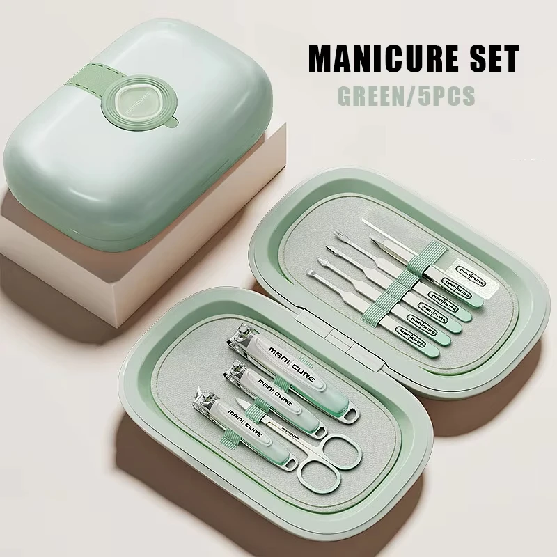10 pçs conjuntos de manicure ferramentas cuidados pessoais aço inoxidável profissional cortador de unhas kit manicure caso viagem kits presentes