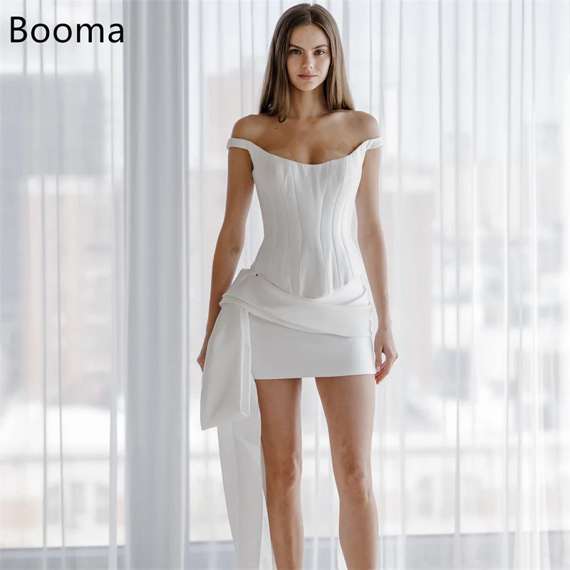 

Booma Off The Shoulder A-line Wedding Dresses Simple Pleat Sleeveless Satin Sleeveless Brides Gown Custom Made 2025