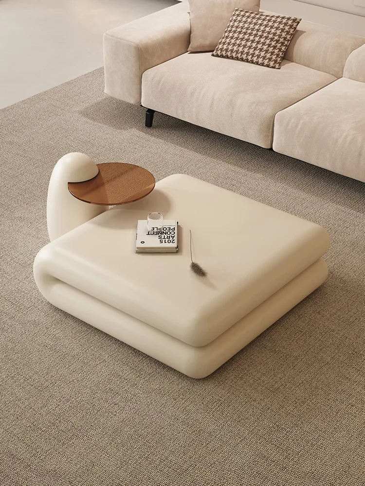 Cream wind size coffee table combination, simple modern creative Internet celebrity book coffee table, square 2024 new