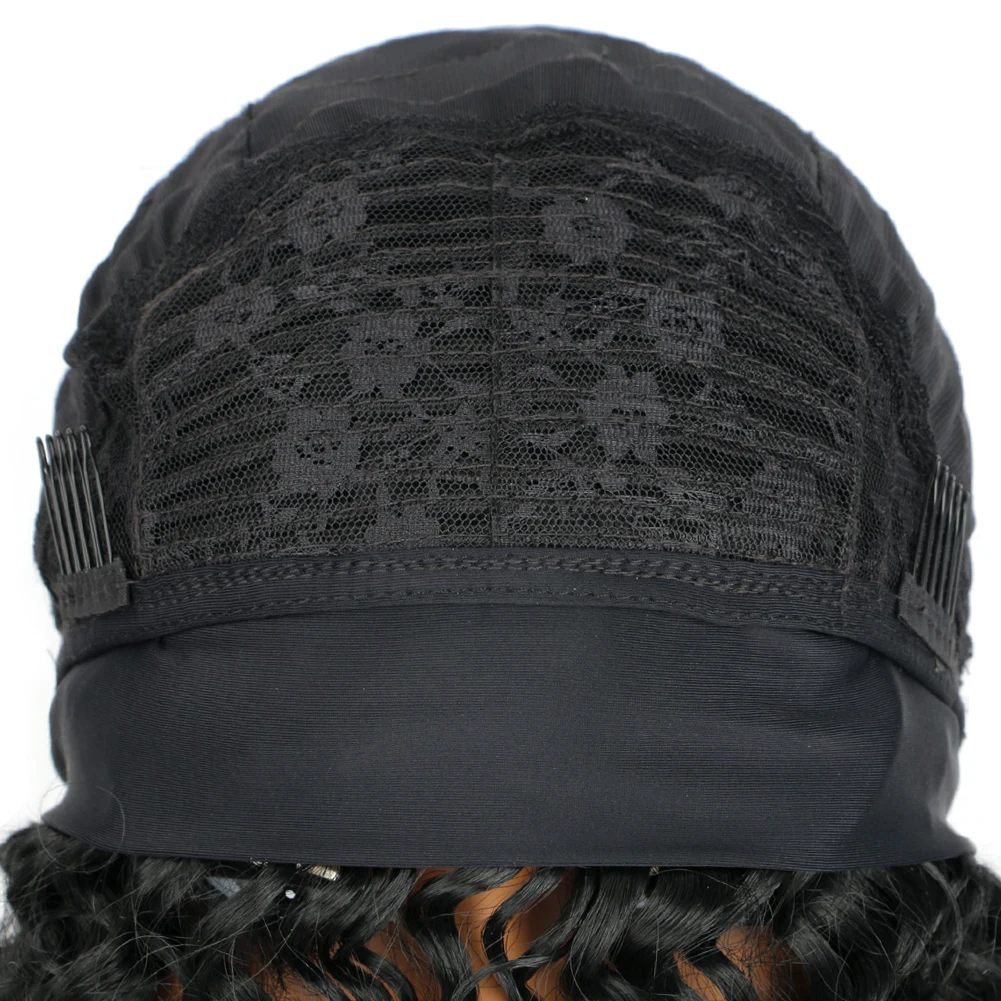 Parrucca corta rimbalzante riccia crespa con fascia sintetica senza colla Parrucche con fascia Bob completamente fatte a macchina per le donne Fibra organica con onda d'acqua