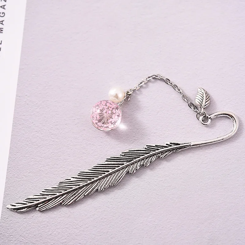 Pendant Bookmark Creative Retro Feather Metal Book Marks Book Page Mark Gift School Supplies Novelty Stationery Back To School