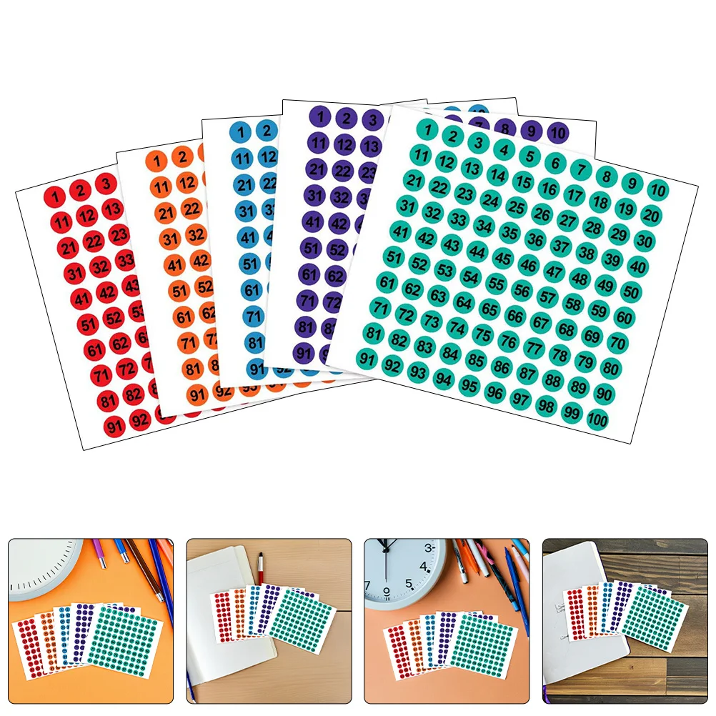 

2500Pcs Number Stickers 1-100 Consecutive Round Self-Adhesive Small Labels for Office Classroom Organization Supplies