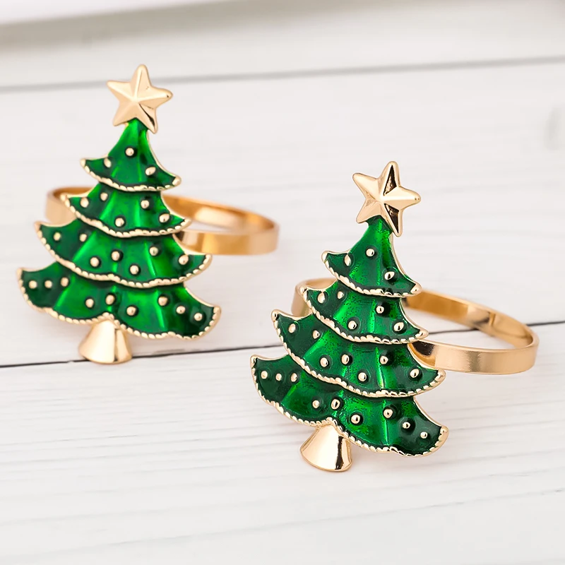 1/3Pcs Christmas Napkin Rings Metal Napkin Holder Xmas Tree Deer Napkin Buckle For Party Table Decor Navidad New Year 2025
