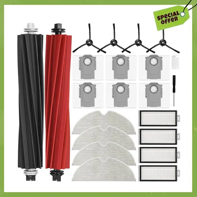 Abgp-para roborock q8 max +/q5 max +/q5 pro +/q5 duoroller + acessórios aspirador de pó rolo escova lateral filtro mop almofada saco pó