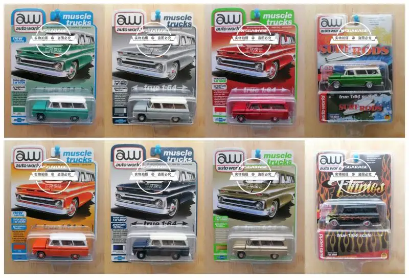 Auto World  1:64 Suburban surf rods flames Silverado C-10 gulf diecast metal car model toys gifts