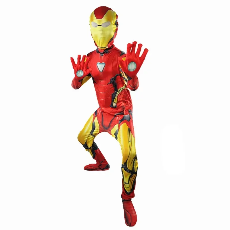 2024 bambini adulto ferro e uomo Costume tuta Spandex Halloween Cosplay tuta Zentai abiti stile 3D Dress Up