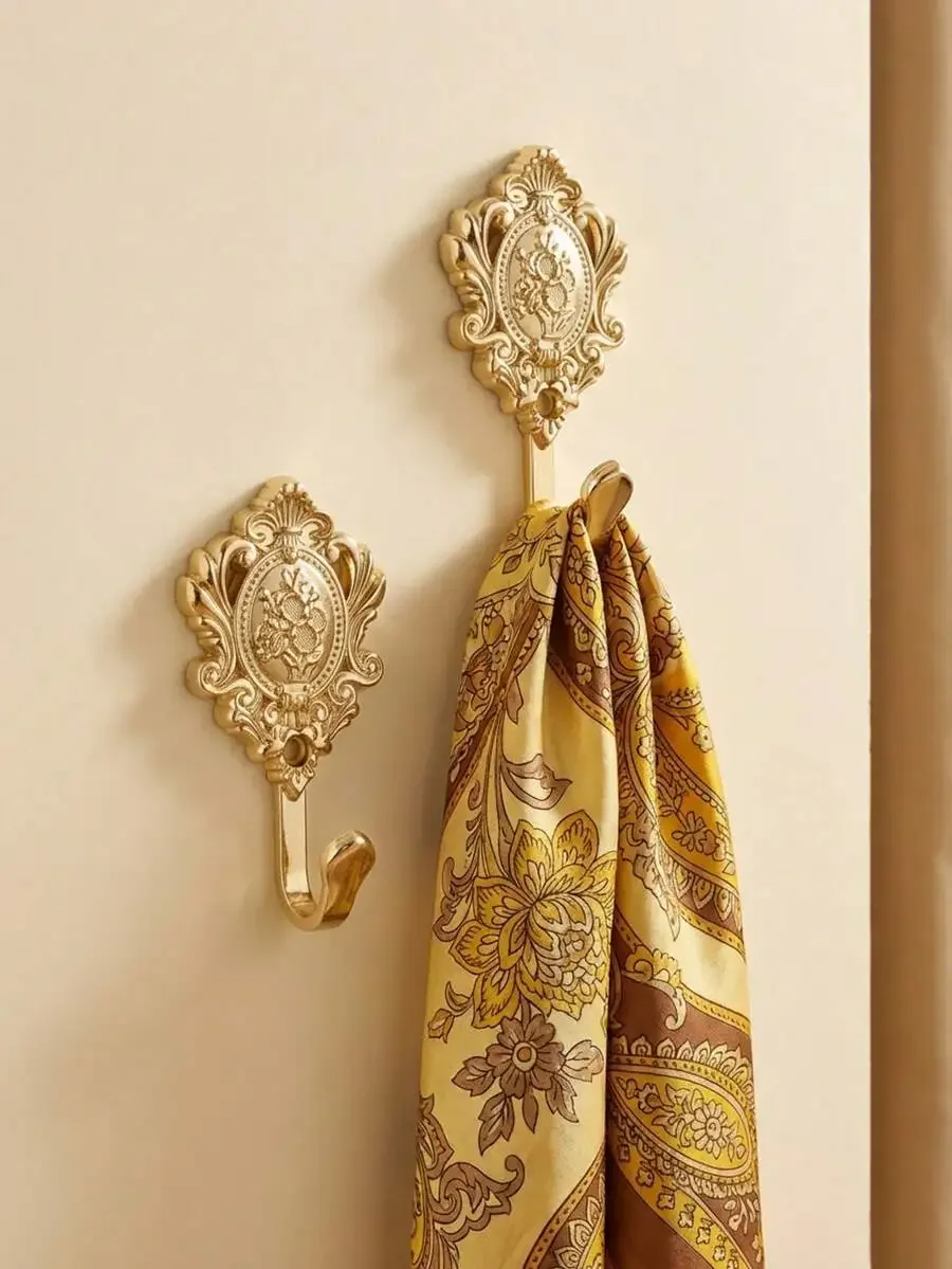 2PCS Vintage European Style Hooks For Bathroom Curtain Door Window Cloakroom Coat Hooks Living Room Home Decor Finish