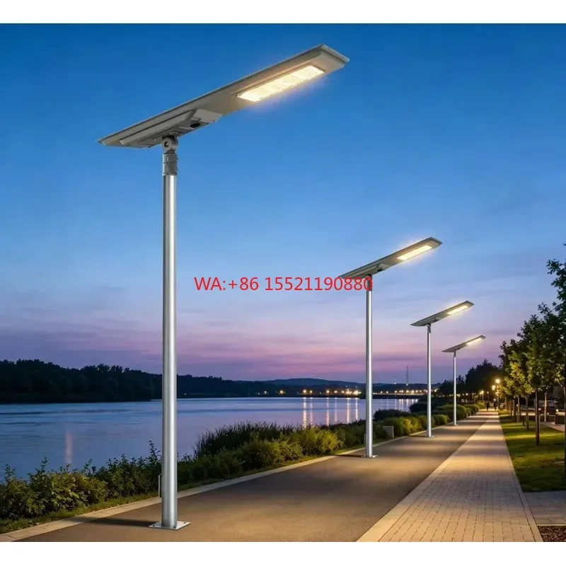 wmwmnu for Solar Street Light Pole CE Certified IP65 Aluminum Alloy 50W-90W LED Battery Auto Color Temp 3000-6000K 5-Year