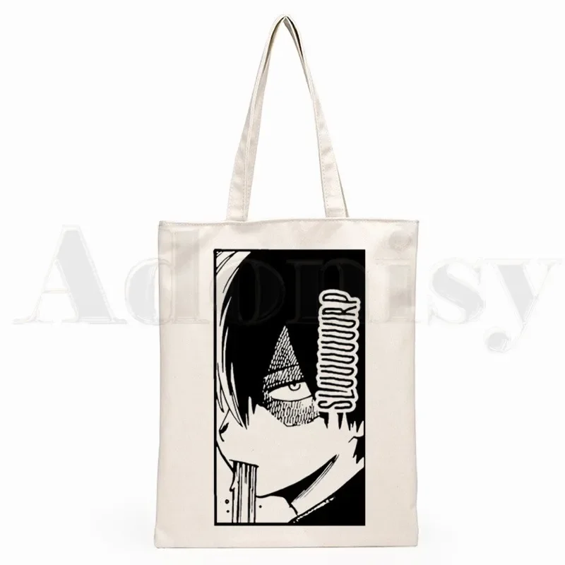 My Hero Academia Shoto Todoroki Japan Anime New Art Canvas Bag Totes Simple Print Shopping Bags Girls Life Casual Pacakge