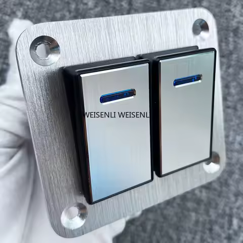 Silvery metal 2-8 Gang ON-OFF Rocker Switch Panel 12/24V Light Switch LED Switch Panel for Marine Boat Caravan RV