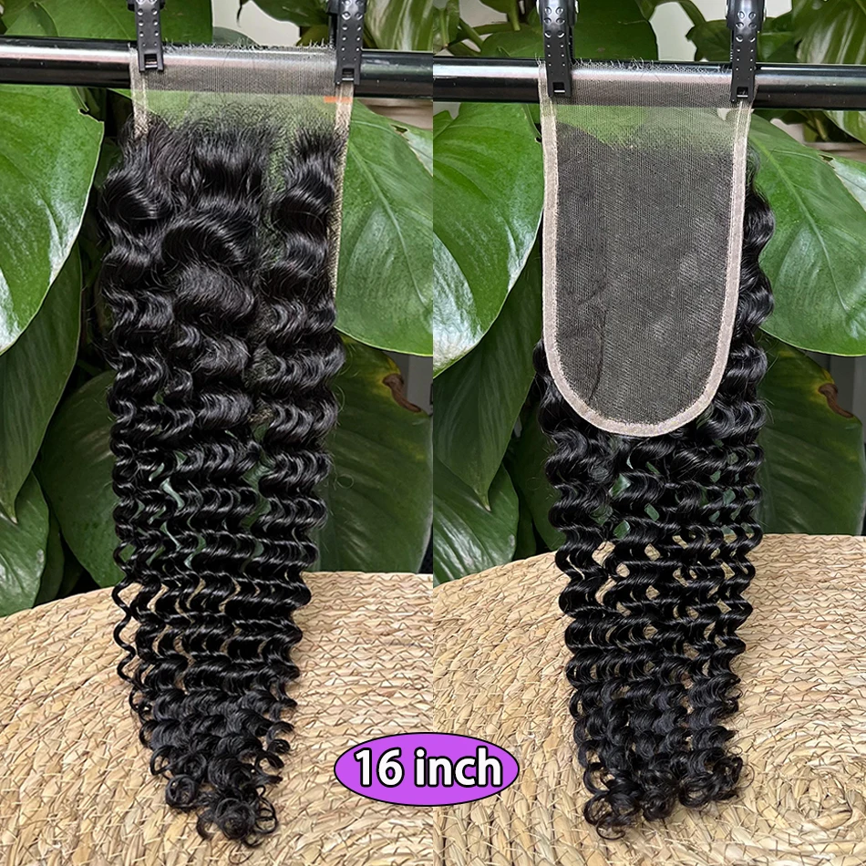 4x6 HD الدانتيل إغلاق عميق شعر بشري مجعد غير مرئية قبل قطعها ابيض عقدة الدانتيل اللون الطبيعي 100% ريال الخام شعر بشري لعذراء