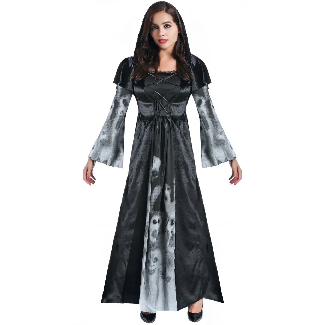 

M-XXL Halloween Costume Adult Easter Plus Size Skeleton Witch Costume Stage Costume Little Ghost Outfit