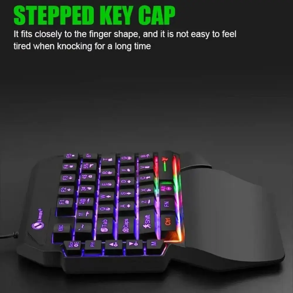 USB Keyboard Mini One Handedly Keyboard USB Ultra-slim Gaming Keyboard 35 Keys Backlight Single Hand Keyboard Laptop