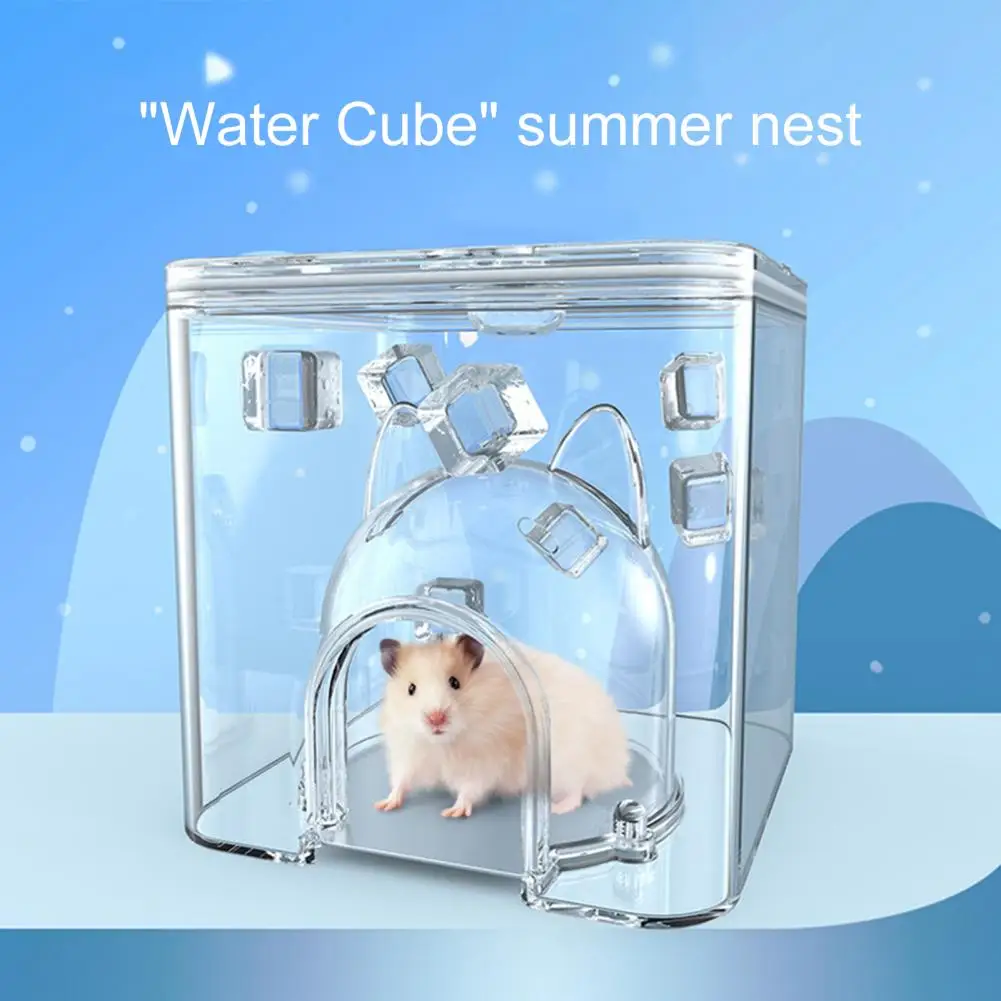 Hamster Nest Hamster Nest Summer Pet House with Ice Cubes for Hamsters Small Transparent Ps Material Nest with Cute for Golden