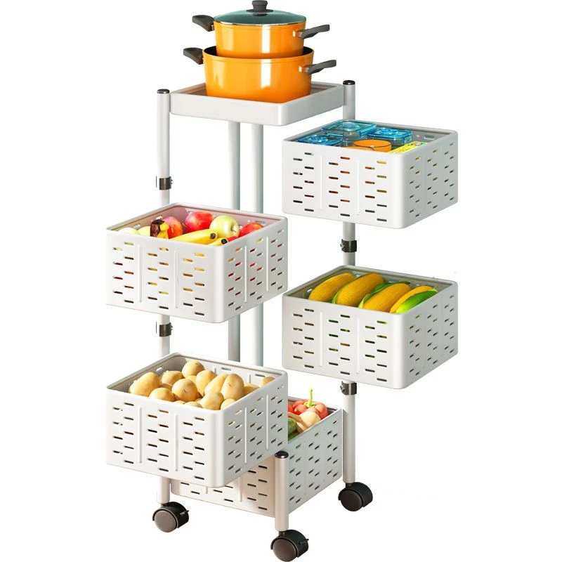 

The newly designed plastic shelving multi-layer home and kitchen storage racks can rotate fruit and vegetable storage