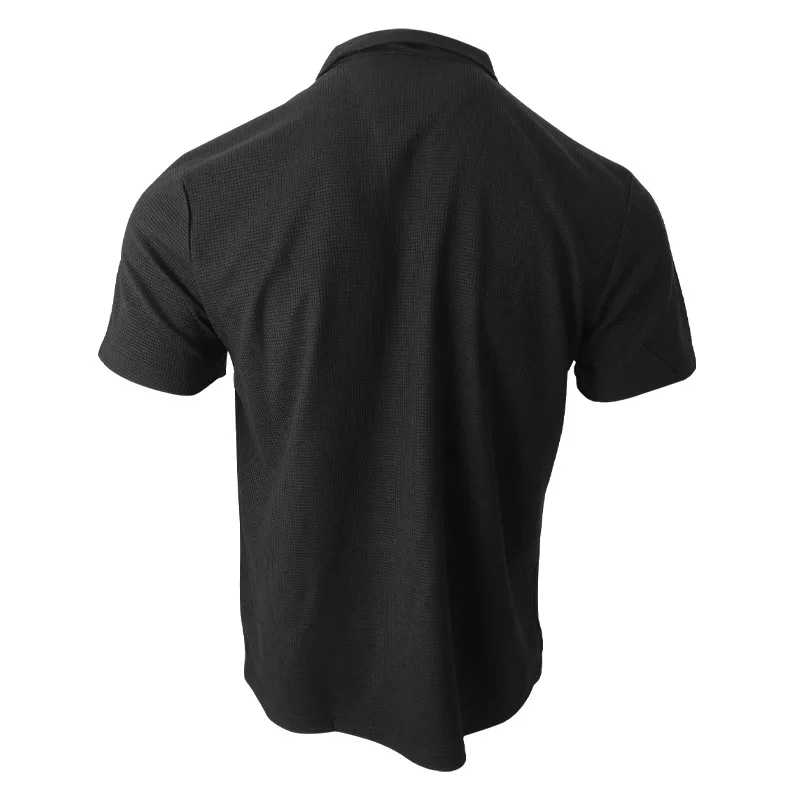 2024 Sommer neue Polo kragen Casual Fashion Herren bekleidung schwere Waffel Kurzarm einfarbig Casual vcollar polos hirt – Detail 14
