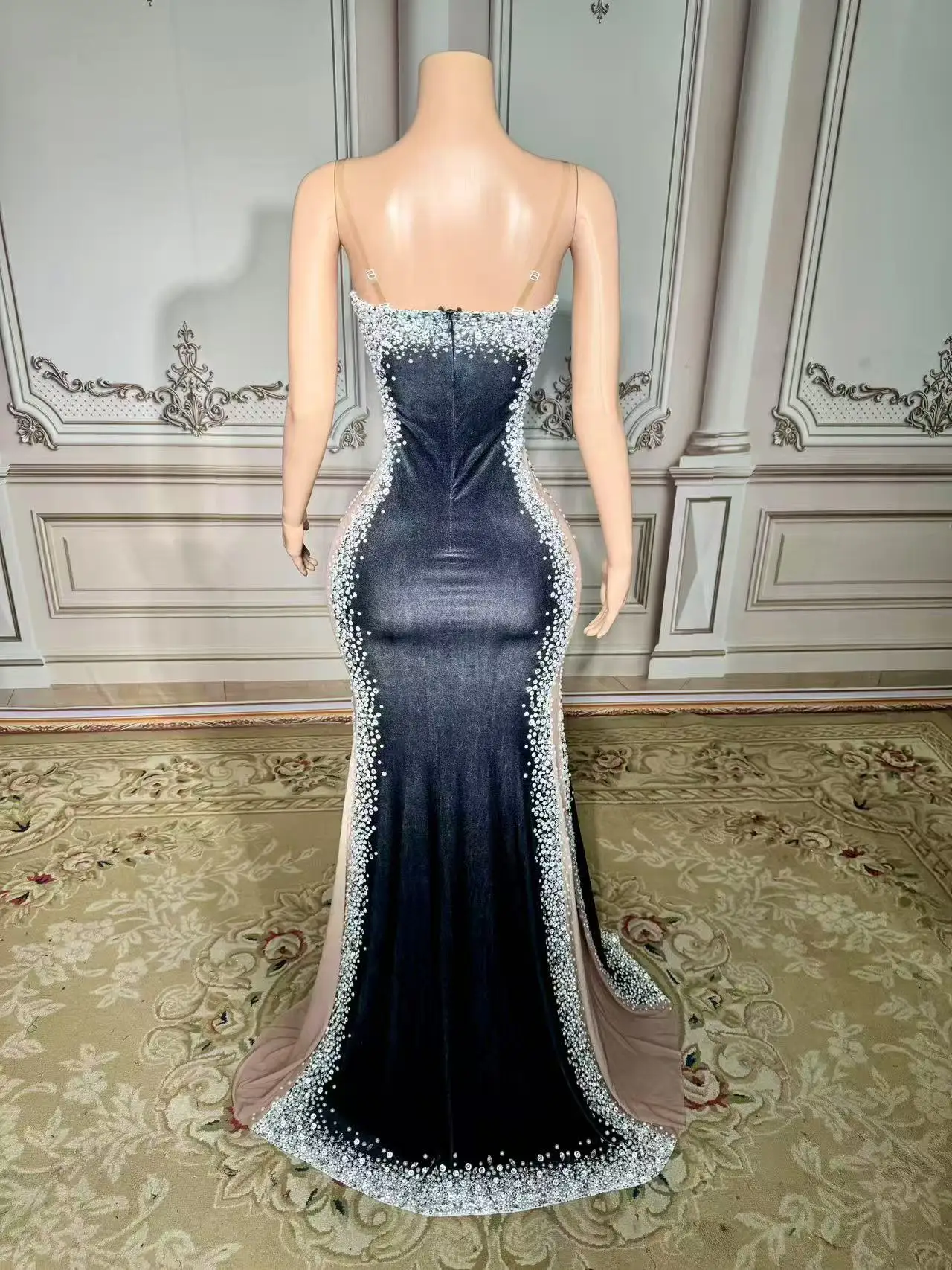 transparent evening dress Sheer-Corset Mini Prom Dress with Long Glitter Overlay Orange / 8