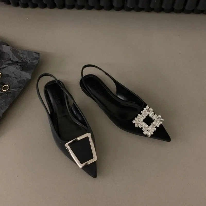 Fashion Pointy Sexy Mid-heel Party Shoes Women's Sandals Designer Summer New Backless Casual Dress Slippers Zapatos Mujer