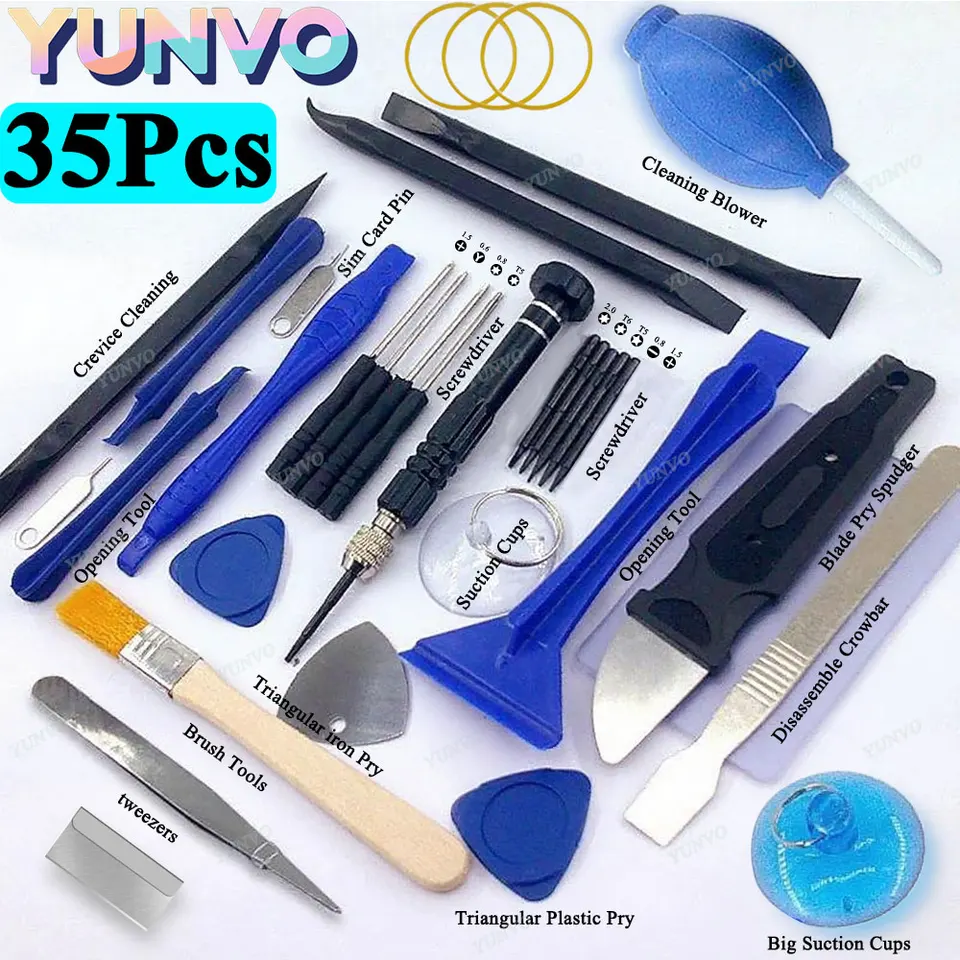 35 Piezas de Kit de Destornilladores para Reparación de Teléfonos Móviles, Desarme de Baterías de Tabletas, Apertura de Pantallas, Limpieza de Polvo y Desarme