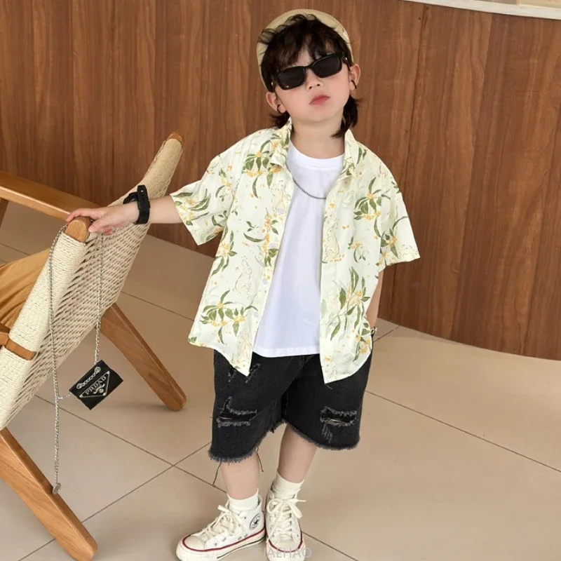

2025 Beach Family Parent-child Matching Equal Clothing Look Son Holidays Clothes Vacation Shirts Father Mother and Daughter
