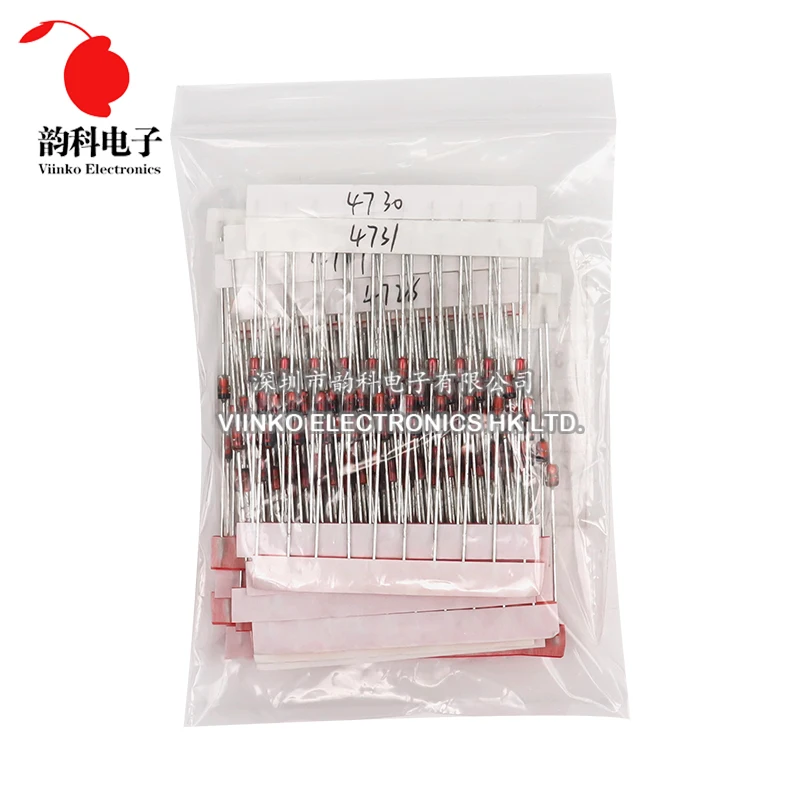 250pcs  1W Zener Diode Assorted Kit DO-41 3V-33V 25Values Each 10pcs DIY Sample Assortment Set New