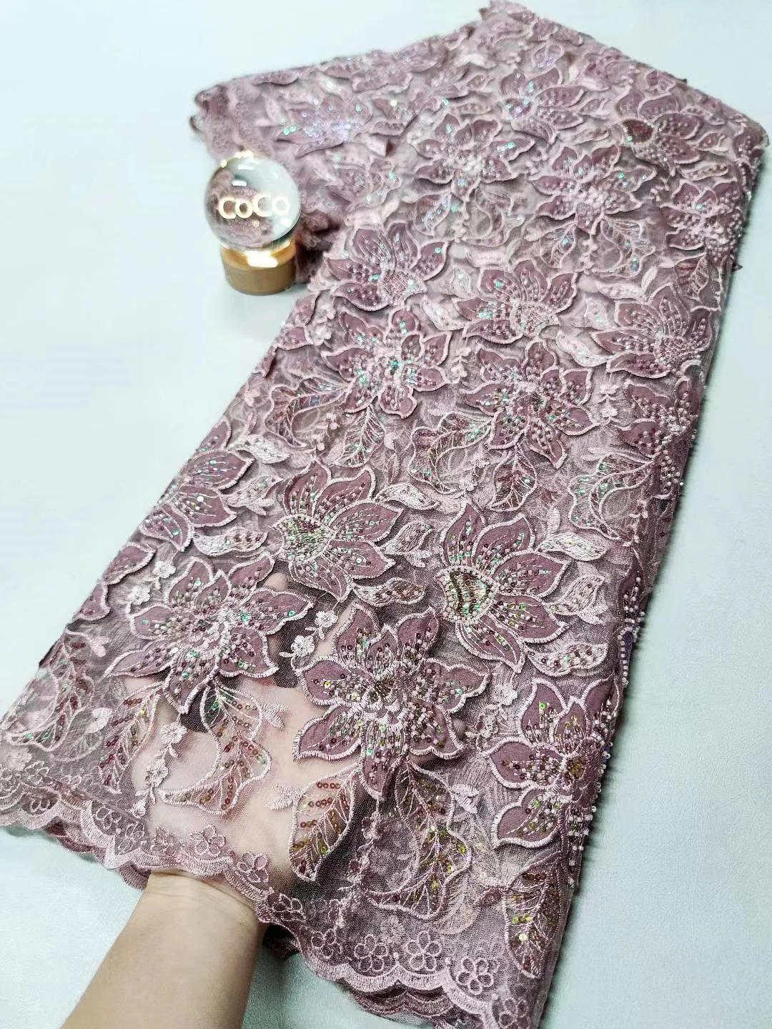 

Latest African Lace Fabric 2025 High Quality,Fabrics By The Meters,Sequin,Tulle,Wedding Dresses,Embroidery,Mesh,Cloth,5 Yards