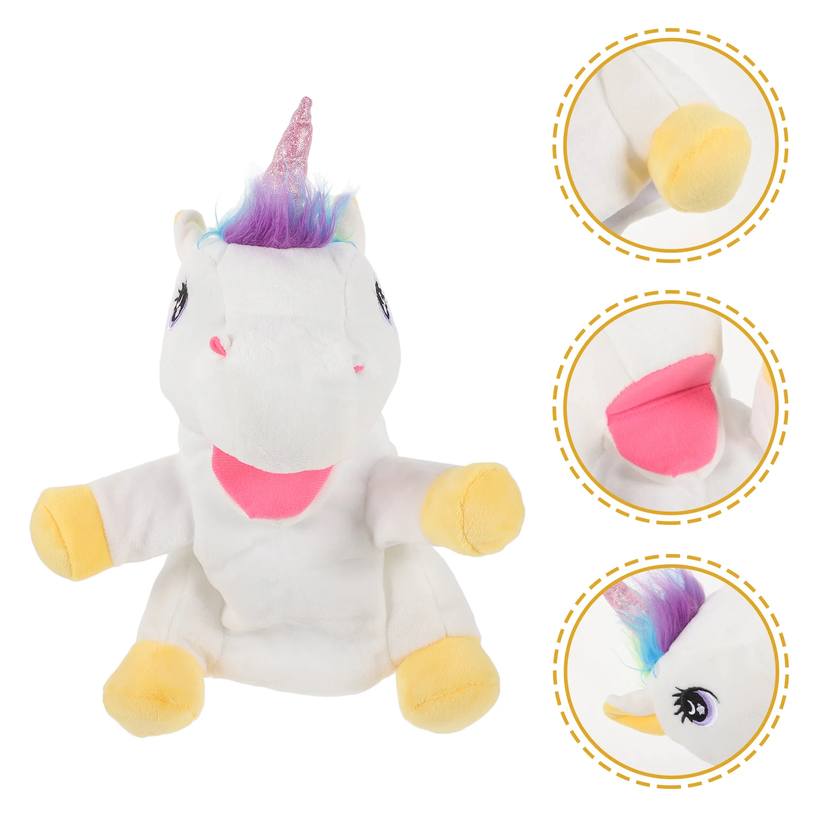 Giocattolo decorativo a mano Burattino di unicorno Giocattoli per bambini Figura per bambini Coniglio bianco realistico