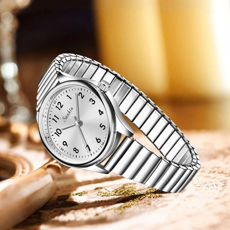 Sunkta Fashion Stylish Elegant Woman Watch Classic Luxury Simple Stainless Steel Belt Waterproof Quartz Women's Wristwatch Reloj