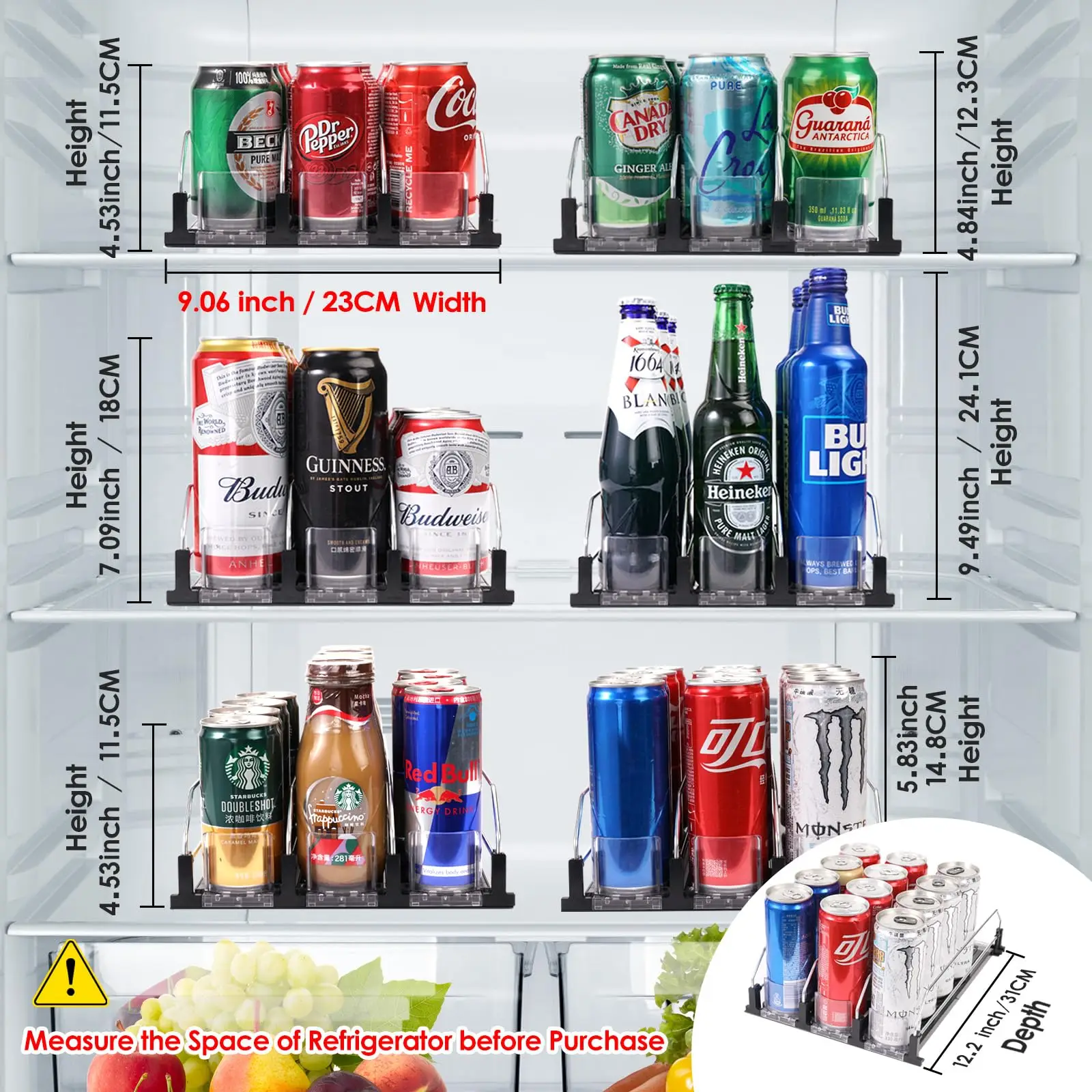 1Pcs Refrigerator Dispenser Storage for Soda Can Automatic Self-Pushing Drink Kitchen Counter Organizer Fridge Shelves Holders