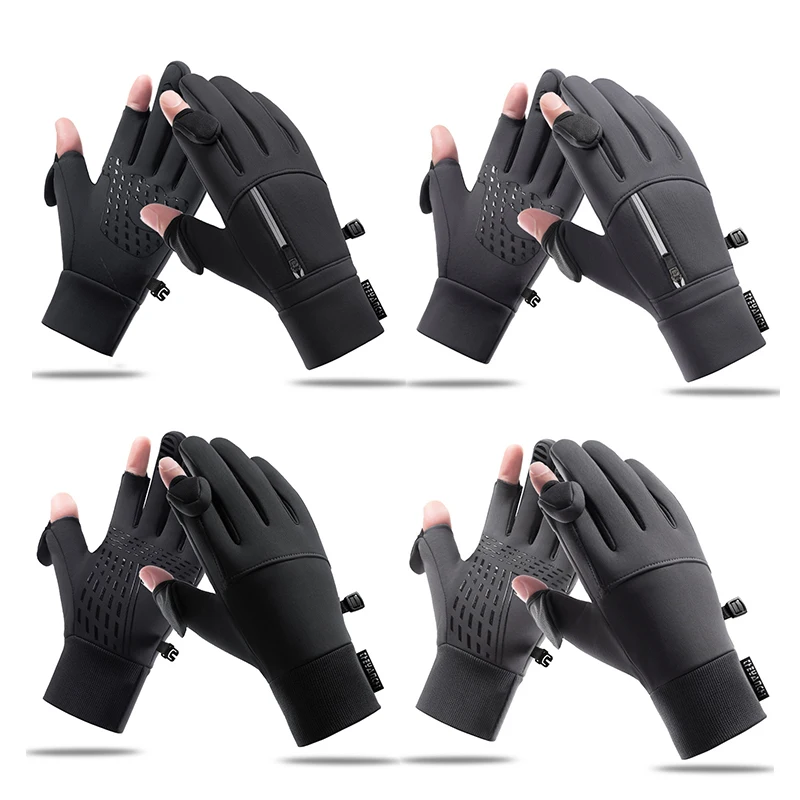 

1 Pair Waterproof Anti-Slip Repellent Winter Gloves Cold Weather Touchscreen For Running Driving Warm Bike Cycling Glove