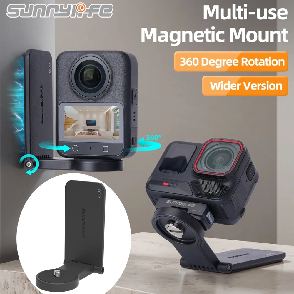 

Sunnylife Magnetic Mount Stand for DJI OSMO 360/Insta360 X5/GO Ultra, Magnet Steering Holder Bracket 1/4 Screw for Action Camera