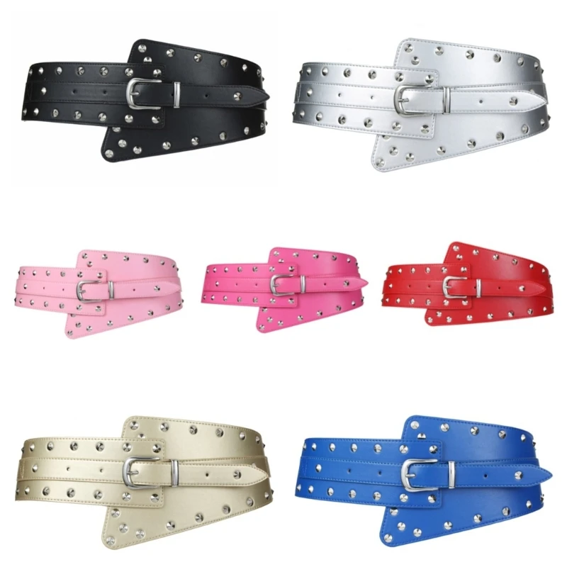 

MXMB Girl Belt Cowgirl Punk Waist Belt Rivets Retro Rivets for Jeans Dress