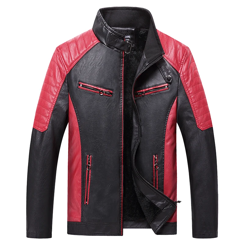 Chaqueta de cuero de PU para hombre, ropa de locomotora, empalme de motorista, ropa de calle fresca, Top de tendencia, moda informal, Otoño, nuevo