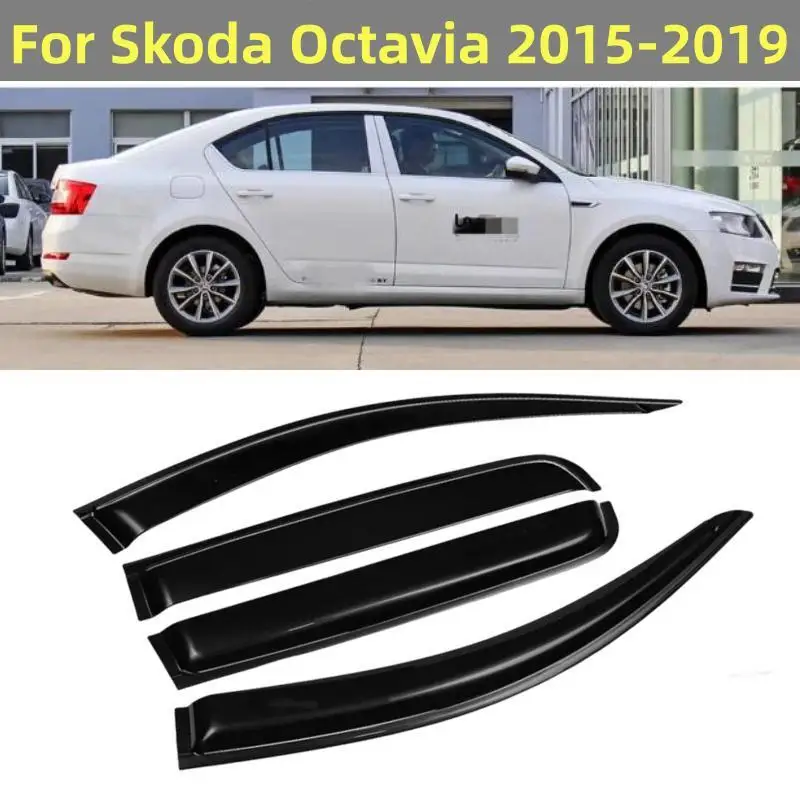 For Skoda Octavia 2015 2016 2017 2018 2019 Car Window Visor Sun Rain Deflector Guard Awnings Shelter Trim Exterior Accessories