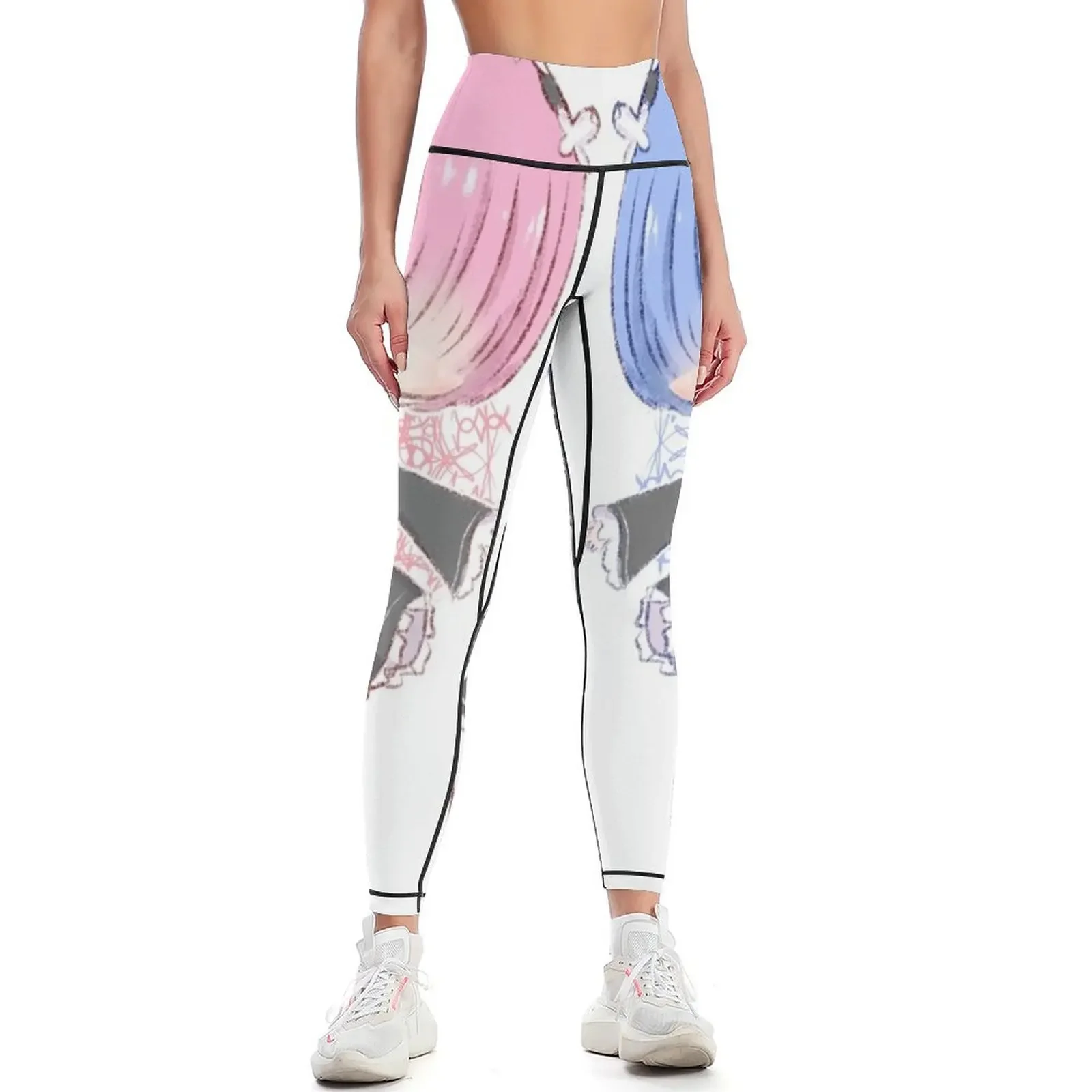 Re:zero Chibi Rem & Ram Leggings Fitness's gym clothes leggins push up woman Women sportwear Womens Leggings