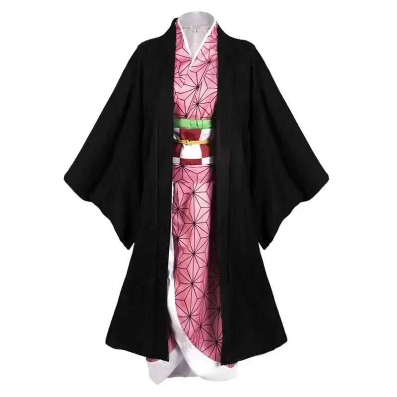 Disfraz de Cosplay de Anime Kamado Nezuko, Kimono, Pelucas de Cosplay, Disfraz de Halloween para Mujer