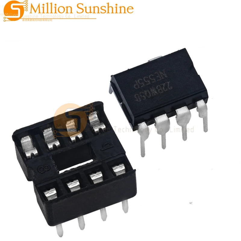 20Pcs , (10 Each) NE555 NE555P IC 555 Timer Programming Oscillator Chip & 8 Pin DIP Sockets