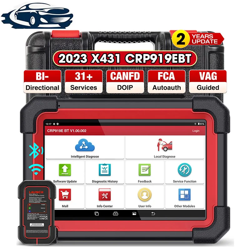 

LAUNCH X431 CRP919E BT Car Diagnostic Tool DBScar VII VCI Auto OBD OBD2 Scanner Active Test ECU Coding CANFD DOIP 31+ Reset