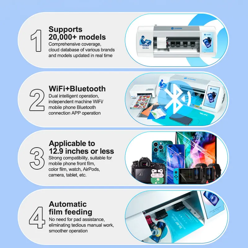 SUNSHINE Y25 Ultra Unlimited Times Macchina da taglio per pellicole Smart Cloud WiFi + Bluetooth, oltre 80 lingue Supporta inferiori a 12,9 pollici