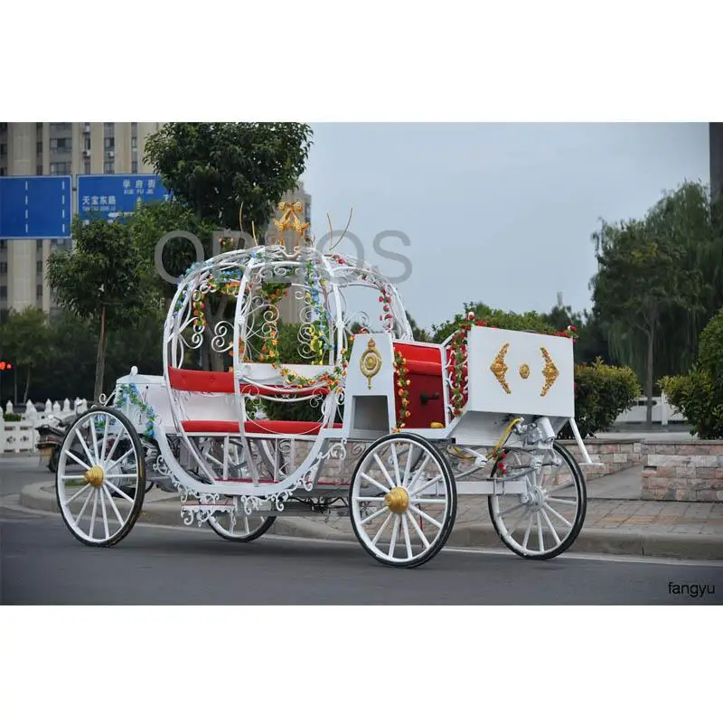 

Hight quality white horseless carriage for wedding with leather seats