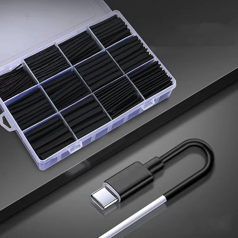 Sortiertes Schwarzes Schrumpfschlauch-Set, Hitzebeständiger Polyolefin-Schlauch zur Kabelisolierung, Elektroverbindungen, Schutz von Automobilkabeln, Reparaturen und Elektroinstallationen in Haus und IndustrieSchrumpfv – Detail 4