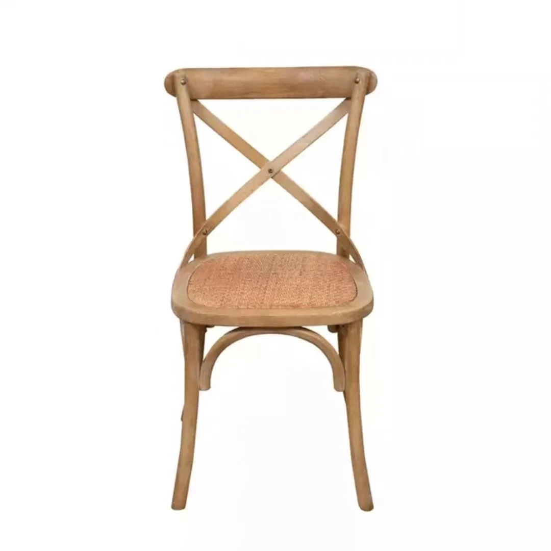 party wooden stackable cross back bentwood chair  with rattan cushion