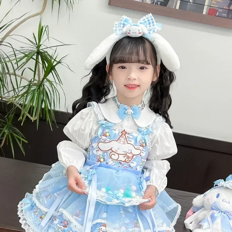 Sanrio Halloween Cinnamoroll Girls Lolita Dress Princess Skirt Cartoon Spring Autumn Party Gifts Performance Cosplay Dress