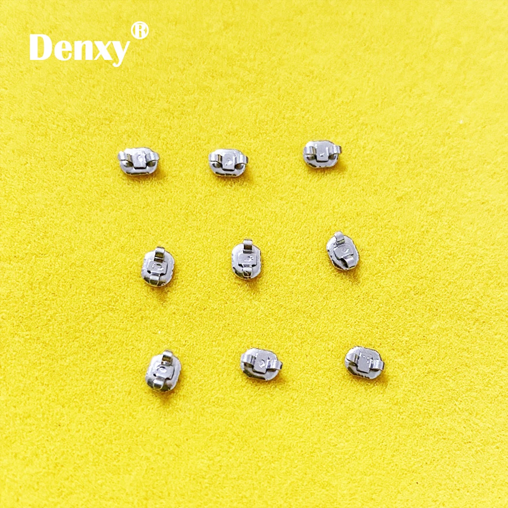 50/100pcs Dental Orthodontic Lingual Buttons with Cleat Double Wing Mesh base Ovoid form Bondable Stainles Orthodontic Bracket