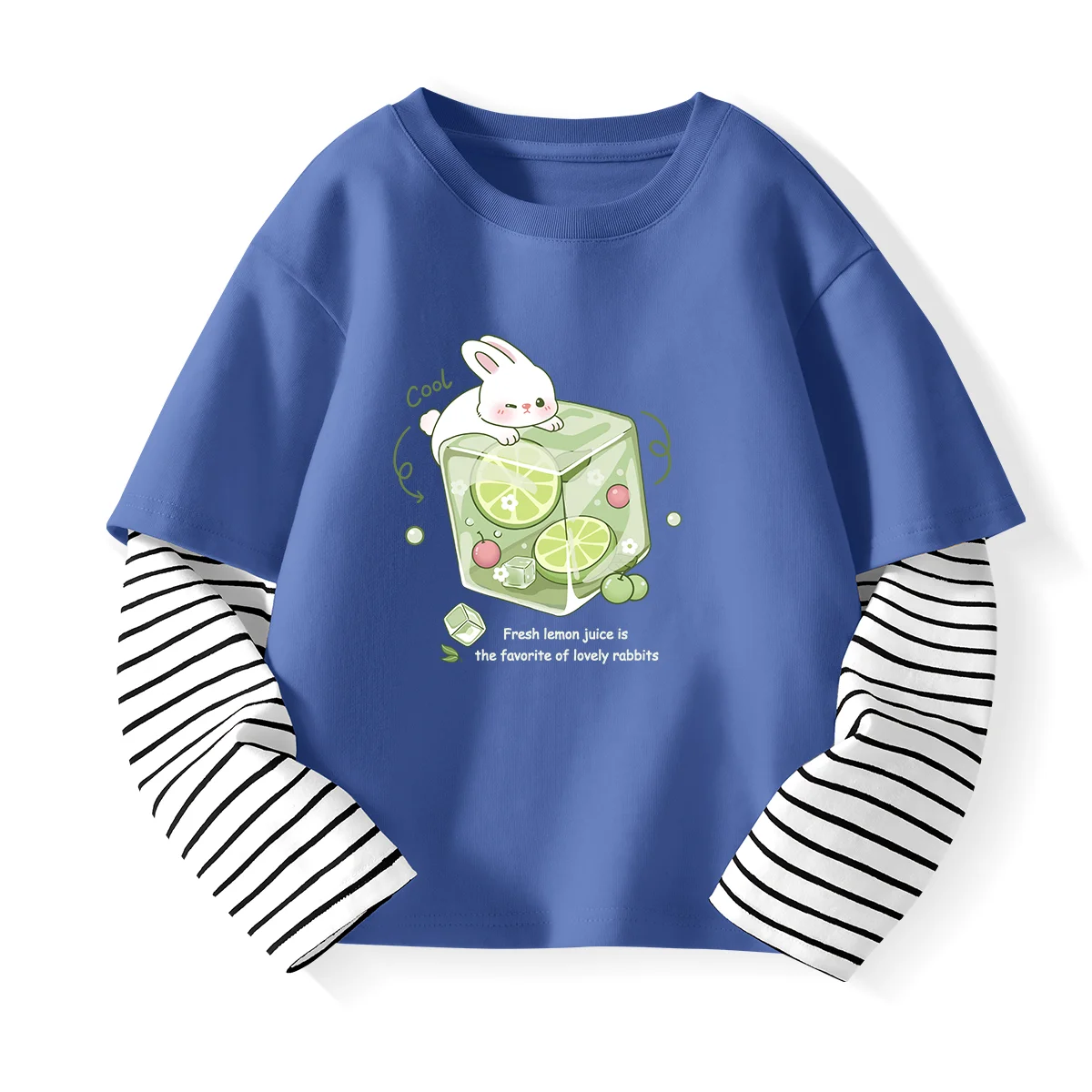 

Coolness Rabbit Children's Fake Two Cotton Long-sleeved T-shirts Pure Cotton Tops Boys And Girls Spring And Autumn Long-sleeved