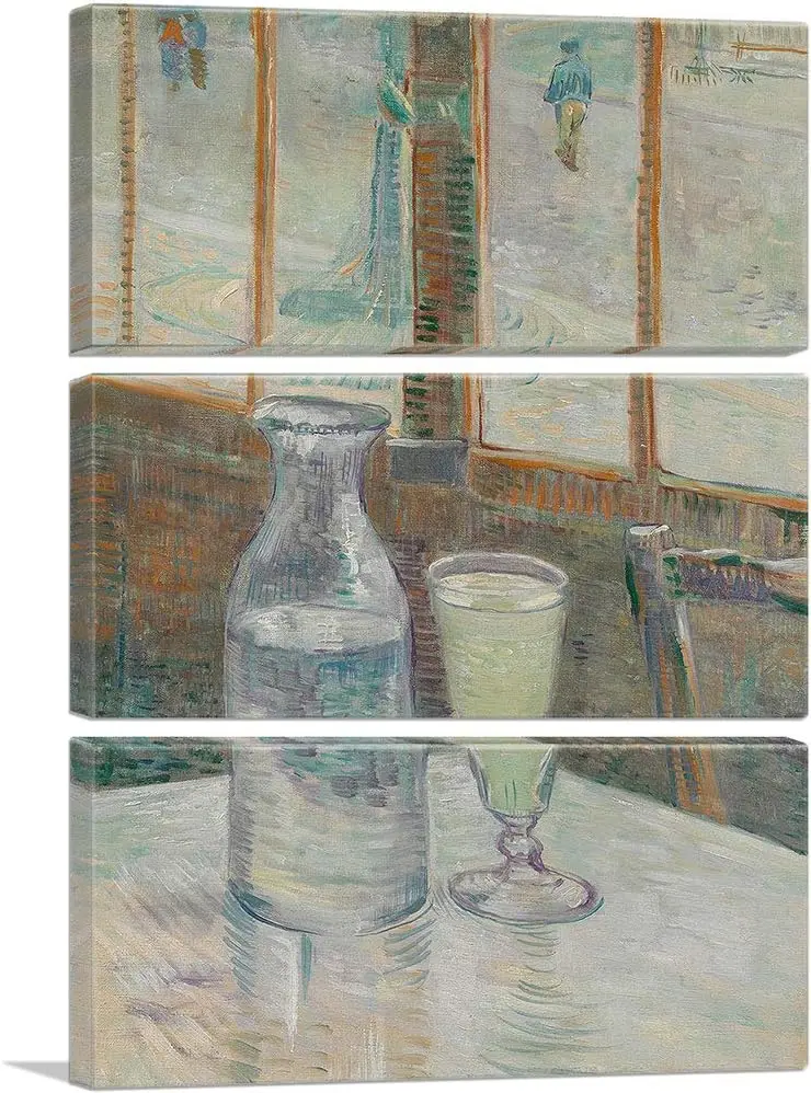 Artcanvas meja kafe dengan Absinthe 1887 kanvas seni cetak diregangkan lukisan bingkai Poster gambar Giclee dekorasi dinding oleh Vincent